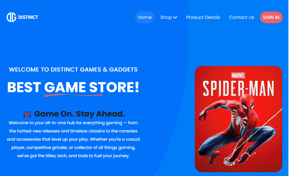 Distinct Game website Image